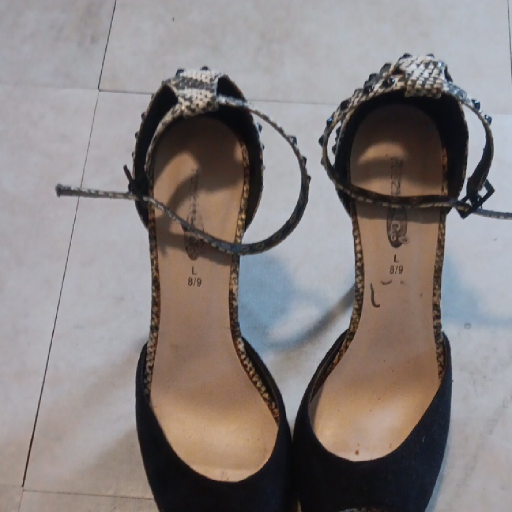 Rue21 Black and Tan Espadrilles with Ankle Strap
